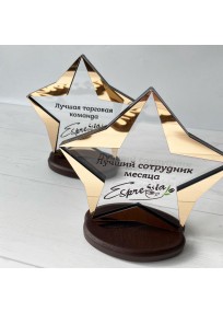 Звезда оргстекло на деревянном основании (арт.Nag6) 2025