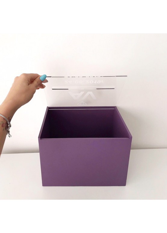 Свадебная коробка с прозрачной крышкой с гравировкой и покраской. Размер: 25х18х18см (2024)