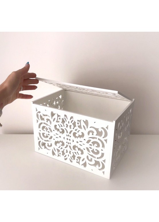Свадебная коробка для пожеланий с ажурная. Размер: 30х20х20см (2021)