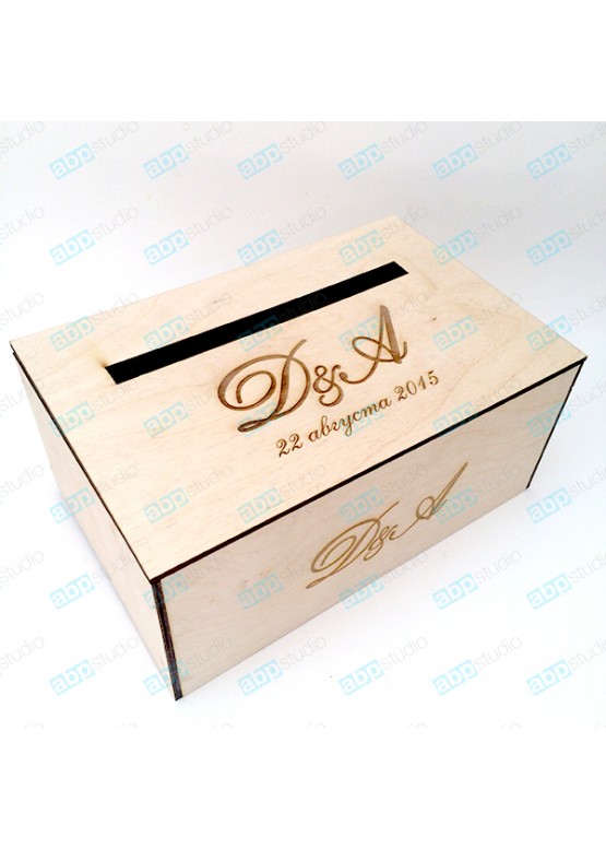 Свадебная коробка для пожеланий с гравировкой. Размер: 28х18х12/18см
