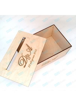Свадебная коробка для пожеланий с гравировкой. Размер: 28х18х12/18см