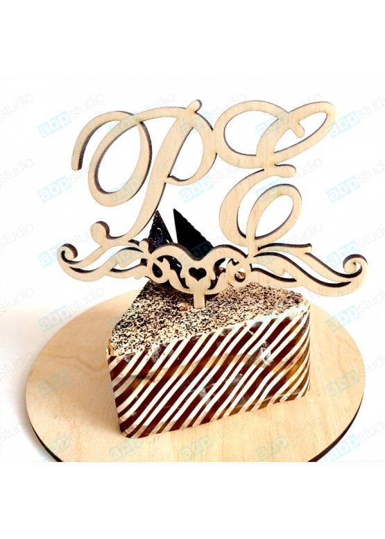 Топер в торт с инициалами  (арт.tpt6)