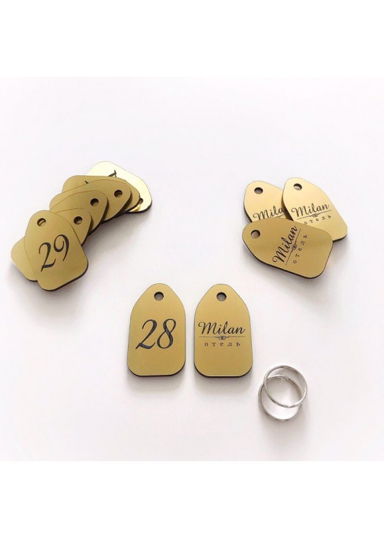 Номерок на ключи пластик золото форма на выбор (арт.Nk3)