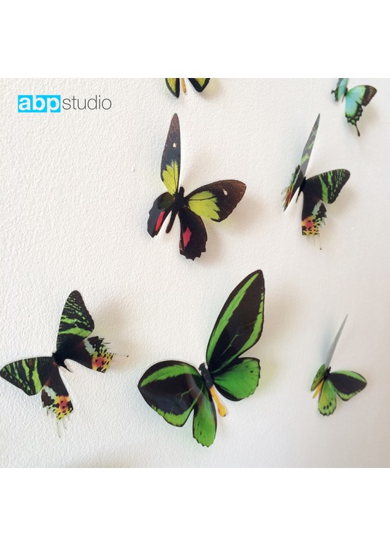 Декор для стен "Бабочки Tropic" зеленый